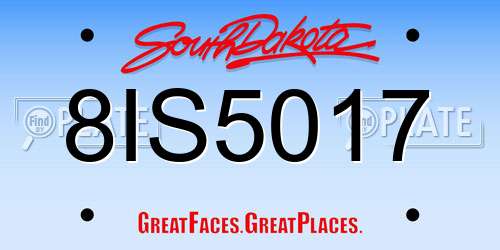 8IS5017 South Dakota License Plate