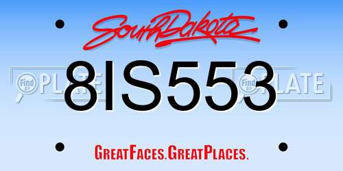 8IS553 South Dakota License Plate