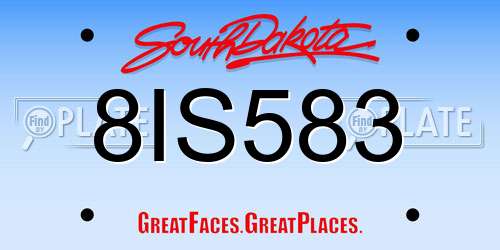 8IS583 South Dakota License Plate