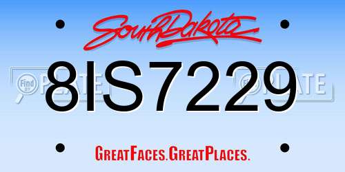8IS7229 South Dakota License Plate