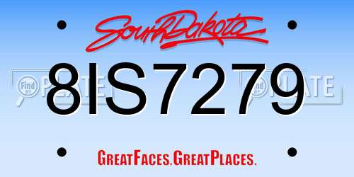 8IS7279 South Dakota License Plate