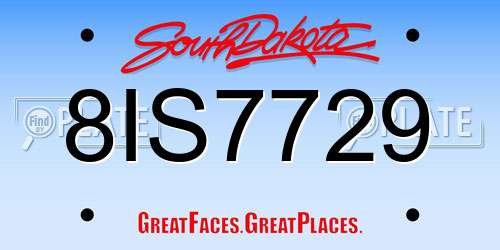 8IS7729 South Dakota License Plate