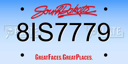 8IS7779 South Dakota License Plate