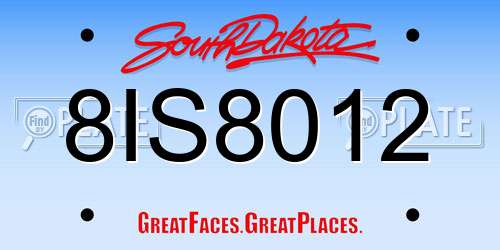 8IS8012 South Dakota License Plate