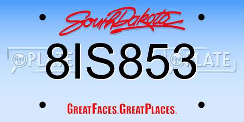 8IS853 South Dakota License Plate