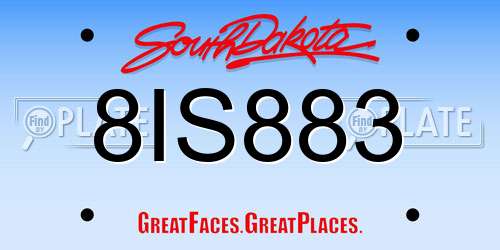 8IS883 South Dakota License Plate
