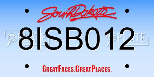 8ISB012 South Dakota License Plate