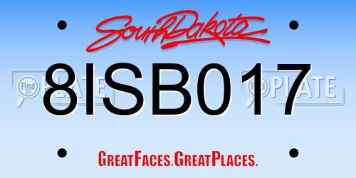 8ISB017 South Dakota License Plate