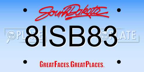8ISB83 South Dakota License Plate