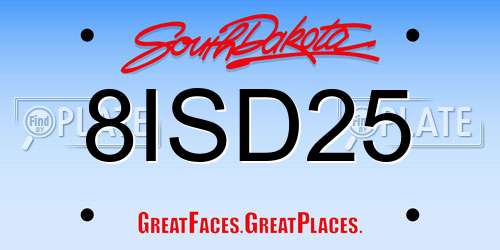 8ISD25 South Dakota License Plate