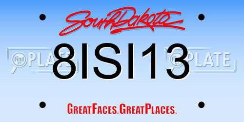 8ISI13 South Dakota License Plate