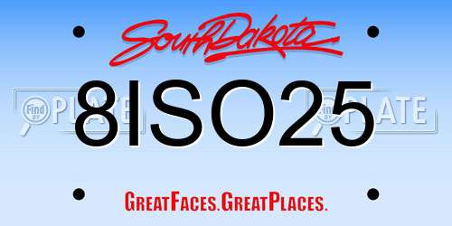 8ISO25 South Dakota License Plate