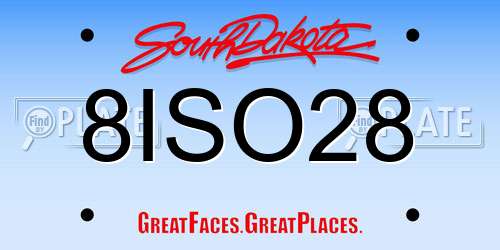 8ISO28 South Dakota License Plate