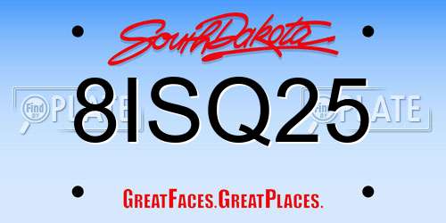 8ISQ25 South Dakota License Plate