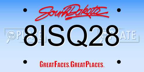 8ISQ28 South Dakota License Plate