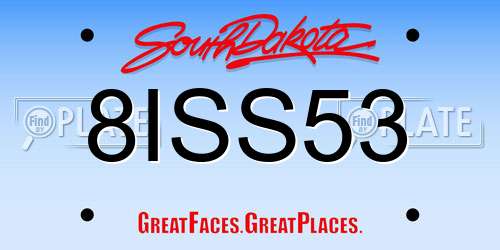 8ISS53 South Dakota License Plate