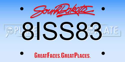 8ISS83 South Dakota License Plate