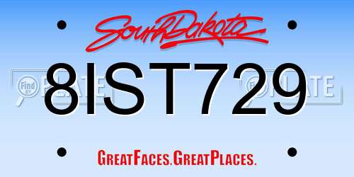 8IST729 South Dakota License Plate