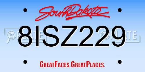 8ISZ229 South Dakota License Plate