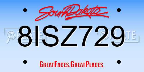 8ISZ729 South Dakota License Plate