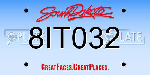 8IT032 South Dakota License Plate