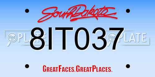 8IT037 South Dakota License Plate