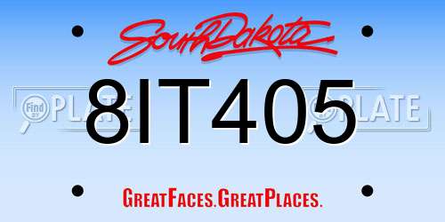 8IT405 South Dakota License Plate