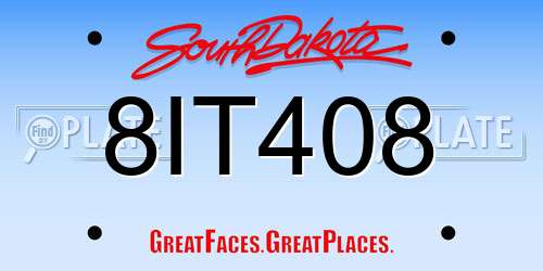 8IT408 South Dakota License Plate
