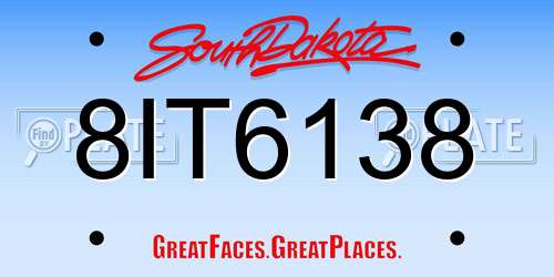 8IT6138 South Dakota License Plate