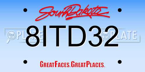 8ITD32 South Dakota License Plate