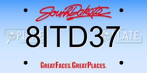 8ITD37 South Dakota License Plate