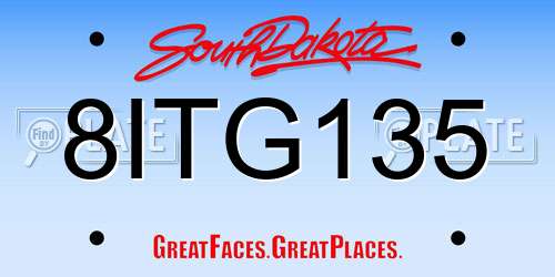 8ITG135 South Dakota License Plate