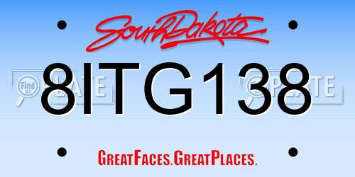 8ITG138 South Dakota License Plate