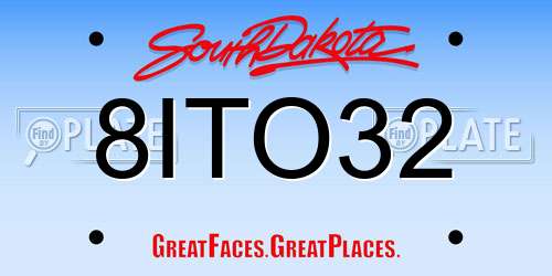 8ITO32 South Dakota License Plate