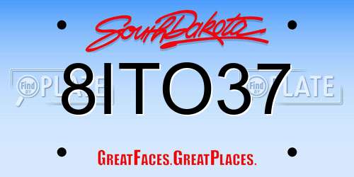 8ITO37 South Dakota License Plate