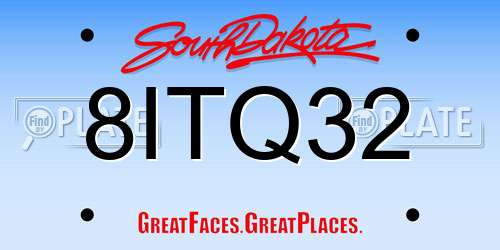 8ITQ32 South Dakota License Plate