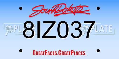 8IZ037 South Dakota License Plate