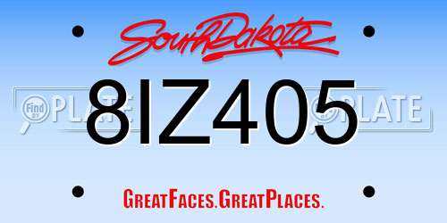 8IZ405 South Dakota License Plate