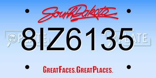 8IZ6135 South Dakota License Plate