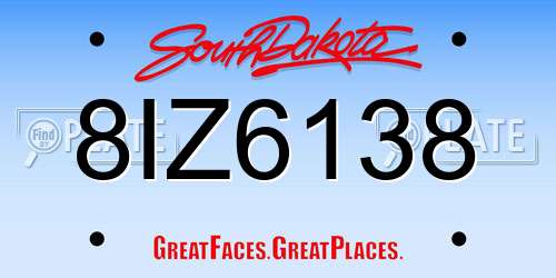 8IZ6138 South Dakota License Plate