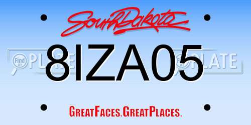 8IZA05 South Dakota License Plate