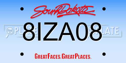 8IZA08 South Dakota License Plate