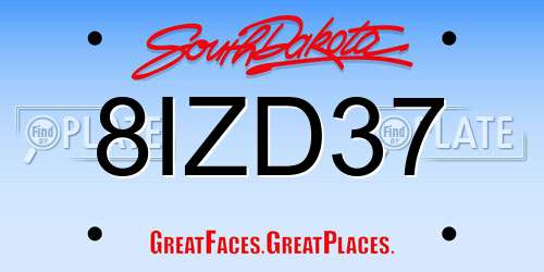 8IZD37 South Dakota License Plate