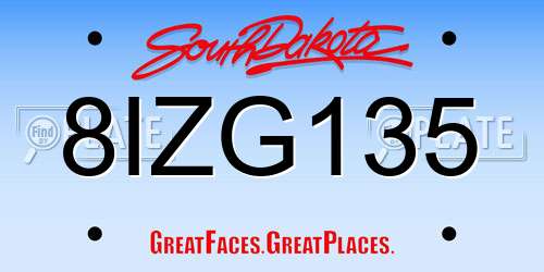 8IZG135 South Dakota License Plate