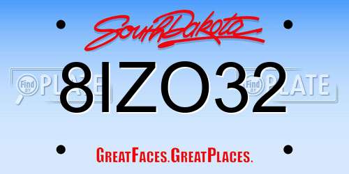 8IZO32 South Dakota License Plate