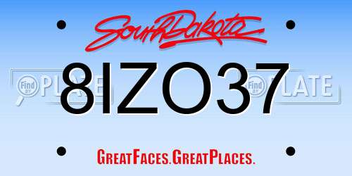 8IZO37 South Dakota License Plate