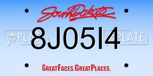 8J05I4 South Dakota License Plate