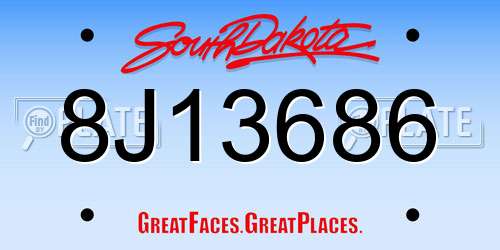 8J13686 South Dakota License Plate