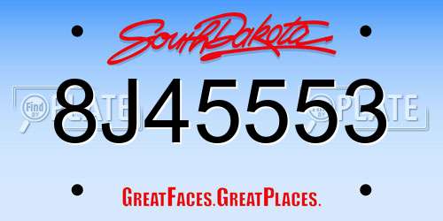 8J45553 South Dakota License Plate