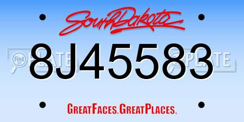 8J45583 South Dakota License Plate